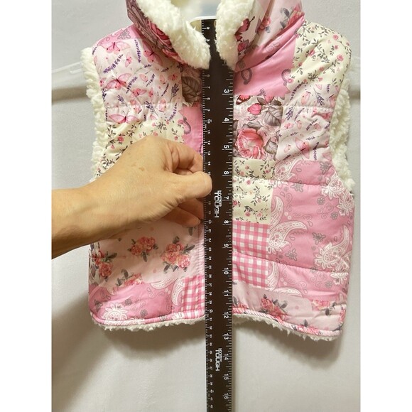 Infant Girl 12-18 Months Pink Quilted Print Sherpa Lined Vest NWT - Picture 4 of 11